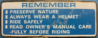 Honda NB50 Aero 50 Safety Label